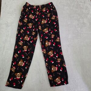 Christmas Santa Poop Emoji Fleece Pajama Pants Boys Large Black Holiday